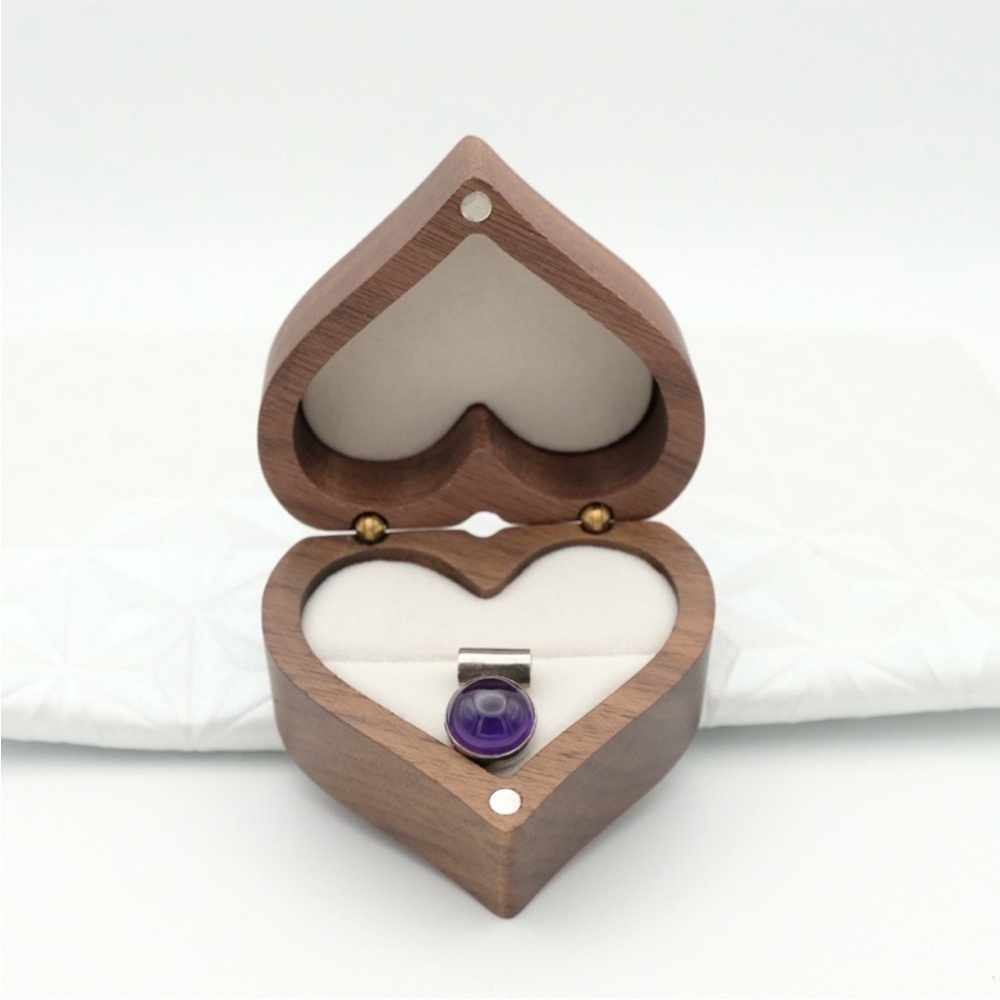 Vintage Amethyst Cabochon Pendant in 925 Sterling Silver - February Birthstone - Picture 3 of 16